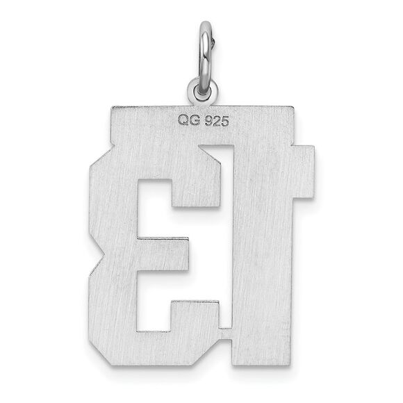 Sterling Silver, Athletic Collection, Large Polished Number 13 Pendant - Picture 3 of 5